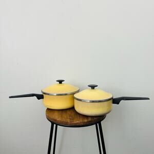 West Bend Vintage Harvest Gold Yellow Saucepans Bundle With Lids